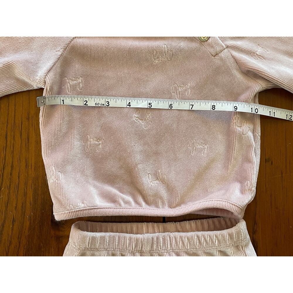 Juicy Couture Kids 12 M ​Baby Girls 2 Piece Logo Velour Jogger Set Pink Stretch - Picture 7 of 15